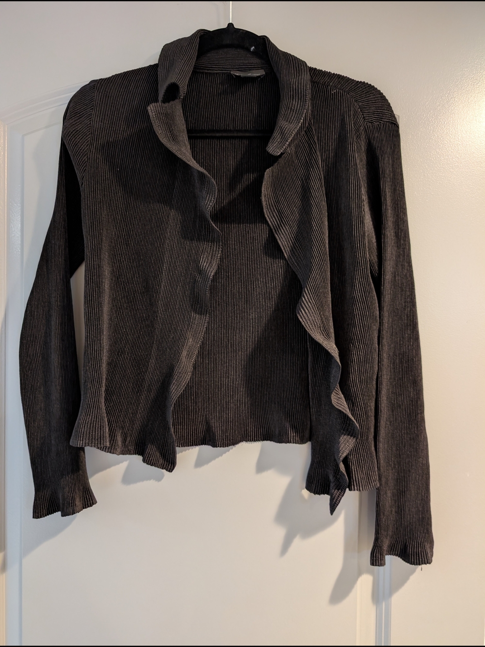 Ruffled Open-Front Cardigan Jacket